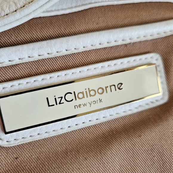 Liz Claiborne New York White Genuine Leather Drawstring Bucket Bag - Picture 6 of 14